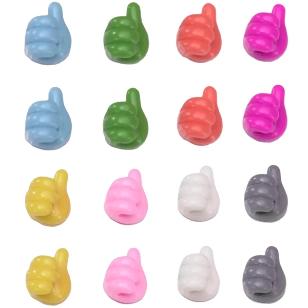 Thumb up Hooks 10PCS Multipurpose 8 Different Colors Adhesive Silicone Wire Organizer Key Hanger Toothbrush Multicolored Holder Makeup Brush Holder for Desk Home and Office