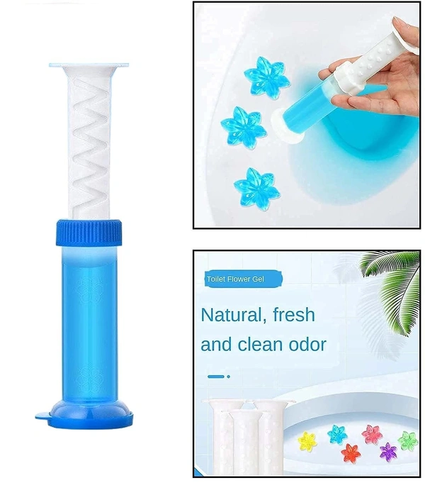 Multi Color Toilet Gel Bowl Cleaner Flower Stamp Push & Click Dispenser Pack of 1