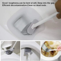 Toilet Brush with Stand Silicone Flex Toilet Brush Bathroom Cleaning Supplies Household Cleaning Tools, Toilet Brushes for Western, Toilet Holder Stand, Western Toilet Brush for Cleaning