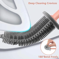 Toilet Brush with Stand Silicone Flex Toilet Brush Bathroom Cleaning Supplies Household Cleaning Tools, Toilet Brushes for Western, Toilet Holder Stand, Western Toilet Brush for Cleaning