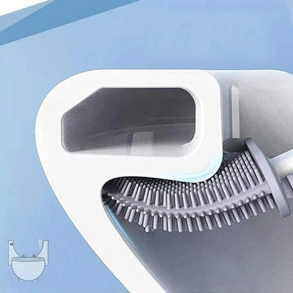 Toilet Brush with Stand Silicone Flex Toilet Brush Bathroom Cleaning Supplies Household Cleaning Tools, Toilet Brushes for Western, Toilet Holder Stand, Western Toilet Brush for Cleaning