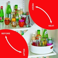 360 Rotating Kitchen Spice Cosmetic Holder Organizer Rack Tray (23L X 23B X 75H Cm, White,Plastic, Tiered Shelf)
