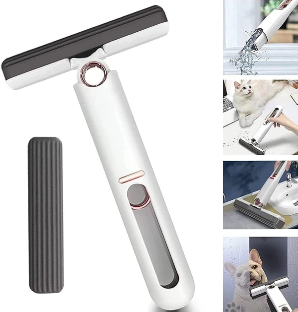Portable Mini Mop Kitchen Cleaning Tools Car Desk Office SELF-Squeeze Short MOP, Hand WASH-Free Absorbent with 1 Cotton Head, Sponge for Bathroom Kitchens Table 