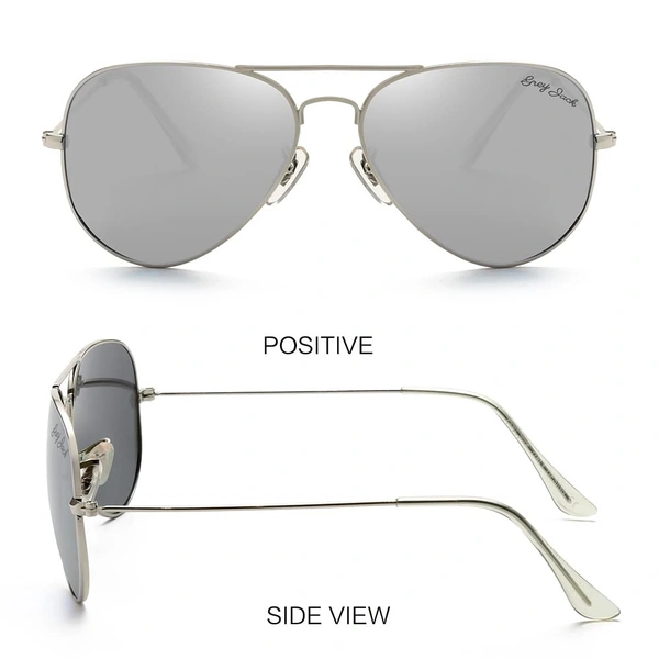  Polarized Aviator Sunglasses lightweight Stylish Glasses for Men Women UV Protection S110102 AZ - Silver