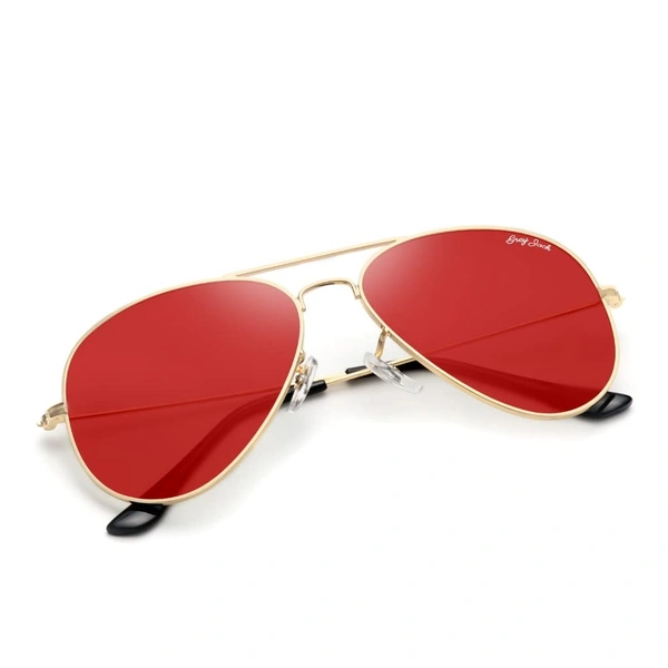 Polarized Aviator Sunglasses lightweight Stylish Glasses for Men Women UV Protection S110102 AZ - RED LENS GOLDEN FRAME