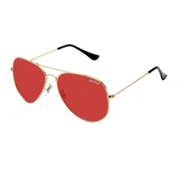  Polarized Aviator Sunglasses lightweight Stylish Glasses for Men Women UV Protection S110102 AZ - RED LENS GOLDEN FRAME