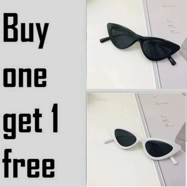 UV Protection Cat-eye Sunglasses (Free Size) FL - BLACK/WHITE