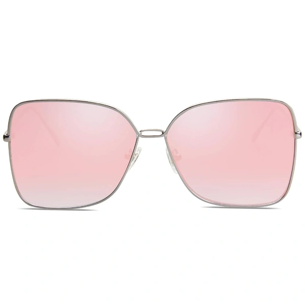 Womens Sunglasses Oversized Square Frame Flat Mirrored SOJOS FASHION AZ - Old Rose