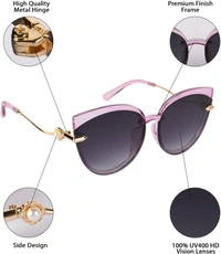 UV Protection, Gradient Cat-eye Sunglasses (61)  (For Women, Grey, Violet) FK