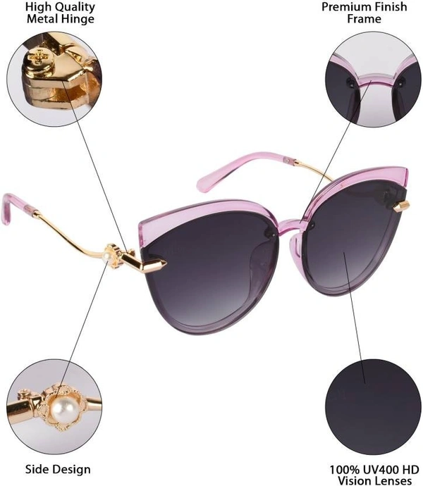 UV Protection, Gradient Cat-eye Sunglasses (61)  (For Women, Grey, Violet) FK