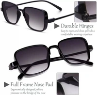 UV Protection, Riding Glasses Retro Square Sunglasses (Free Size)  (For Men & Women, Black)  FK