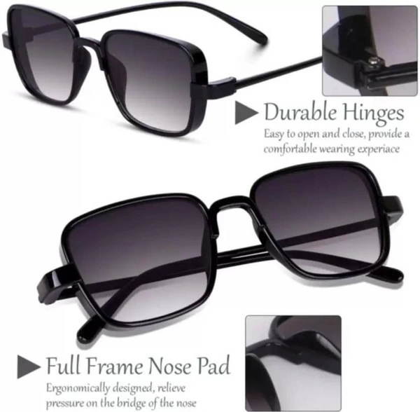 UV Protection, Riding Glasses Retro Square Sunglasses (Free Size)  (For Men & Women, Black)  FK