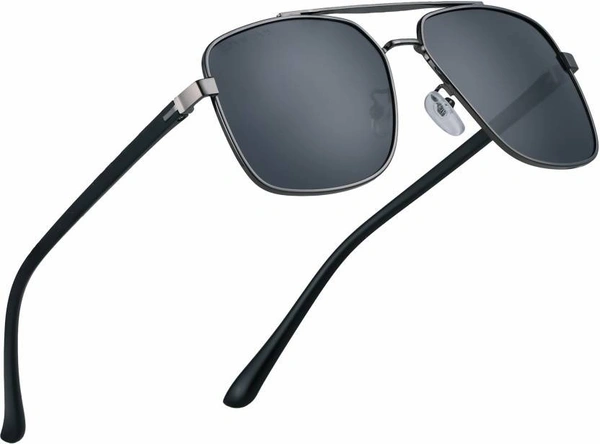 Polarized, UV Protection Retro Square Sunglasses (61)  (For Men & Women, Black) FK