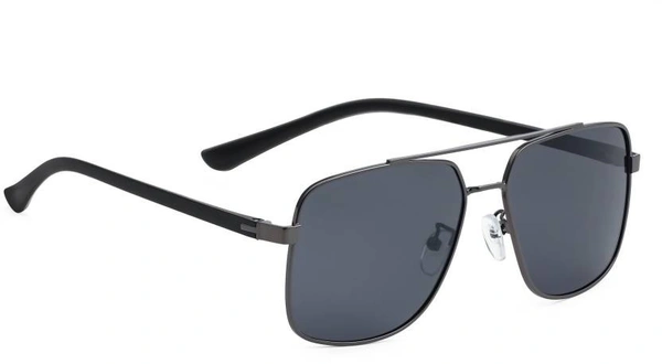 Polarized, UV Protection Retro Square Sunglasses (61)  (For Men & Women, Black) FK