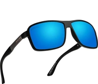 UV Protection, Polarized, Mirrored Rectangular Sunglasses (64)  (For Men, Blue) FK