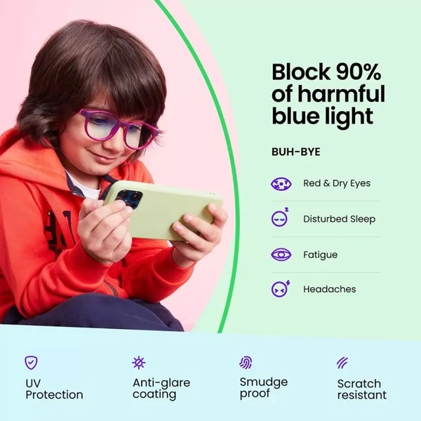 Full Rim Cat-eyed Anti Glare & Blue Cut Computer Glass For Kids  (46 mm) FK