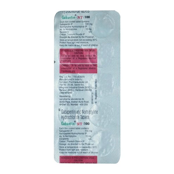 SUN PHARMA Gabantin Nt 100Mgtab (10 Tab)