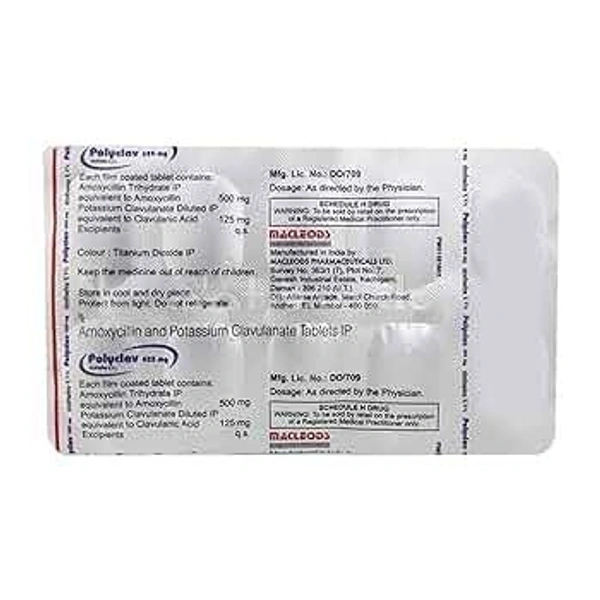 MACLEODS PHARMACEUTICALS Polyclav 625Mgtab (10 Tab)