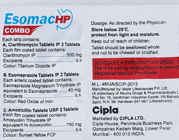 CIPLA LTD. Esomac Hp Combokits 500Gm (6 Tab)