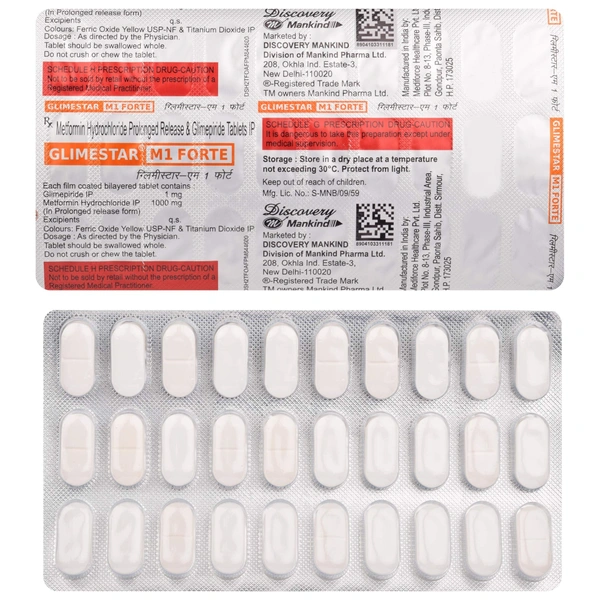 MANKIND PHARMA Glimestar M1 Forte Tab (30 Tab)