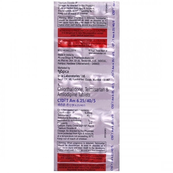 IPCA LABORATORIES Ctd T Am 6.25/40/5Mg Tab (10 Tab)