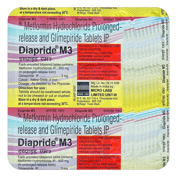 MICRO LABS Diapride M3 Forte Tab (15 Tab)