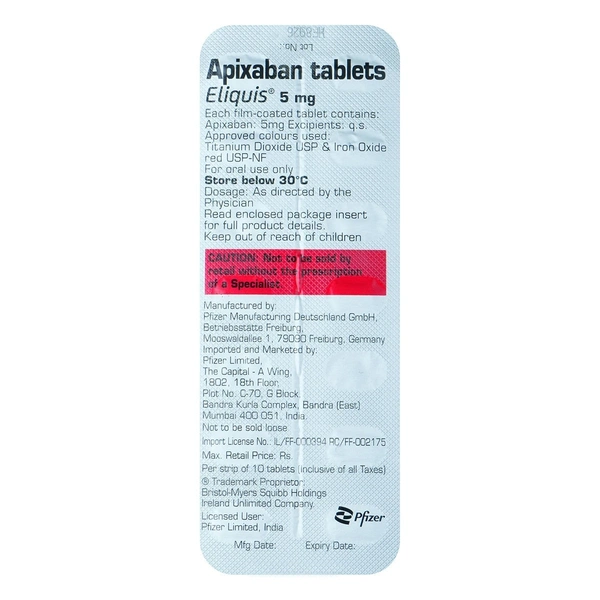 PFIZER LTD. Eliquis 5Mg Tab (10 Tab)