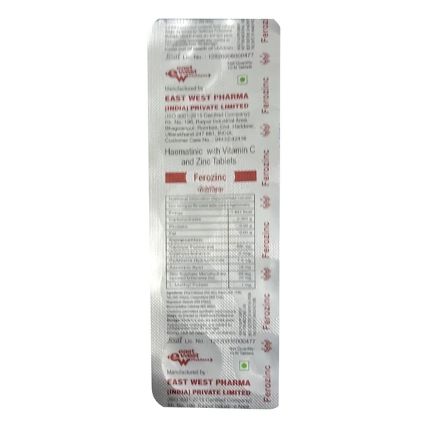 EAST INDIA PHARMACEUTICALS LTD Ferozinc Tab (10 Tab)