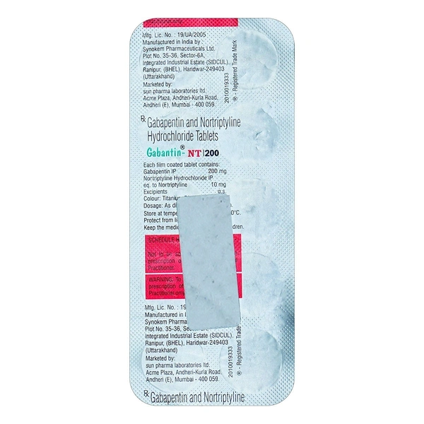SUN PHARMA Gabantin Nt 200Mgtab (10 Tab)