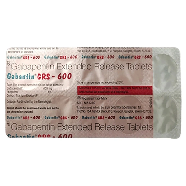 SUN PHARMA Gabantin Grs 600 Mg Tab (10 Tab)