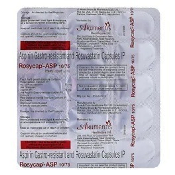 Akumentis Healthcare Ltd Rosycap Asp 10/75Mgcap (15 Cap)