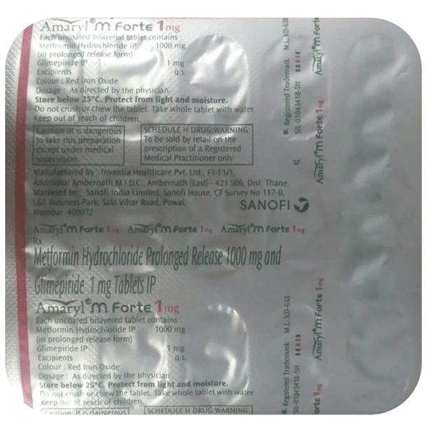Amaryl M Forte 1mg Tablet PR