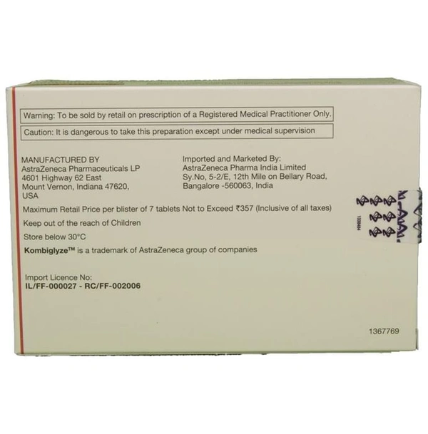 Kombiglyze XR 5mg/1000mg Tablet