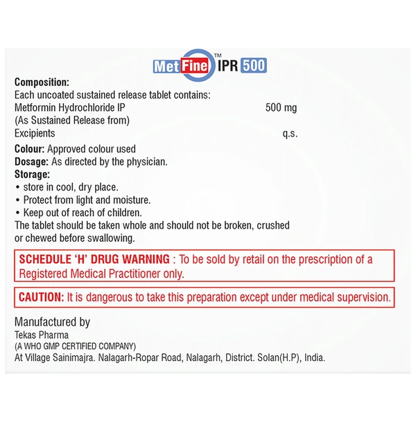 Metfine IPR 500 Tablet SR