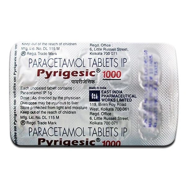 EAST INDIA PHARMACEUTICALS LTD Pyrigesic 1000Mgtab (10 Tab)