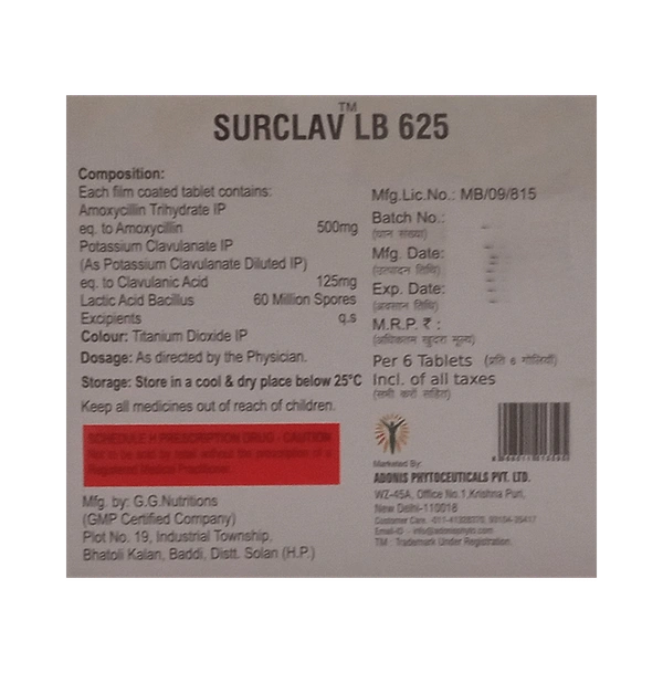 Surclav LB 625 Tablet