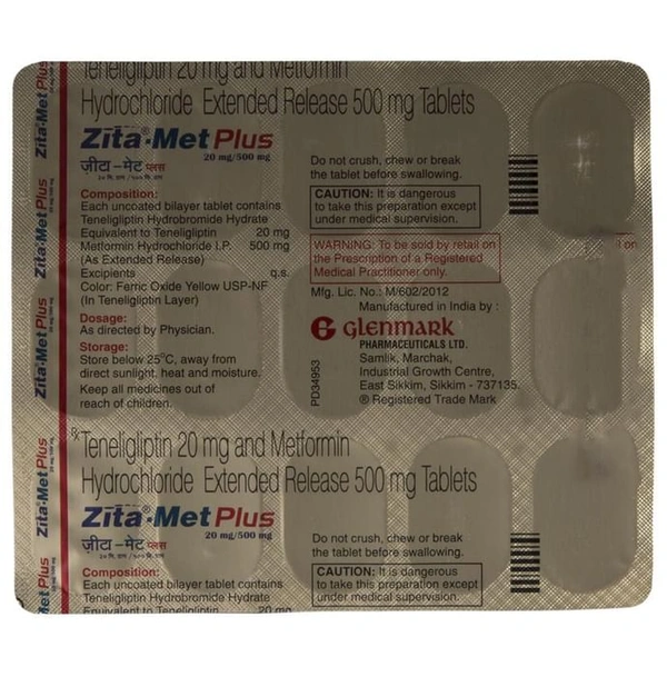 Zita-Met Plus 20mg/500mg Tablet ER