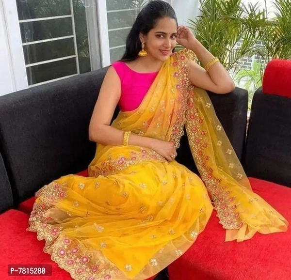 Net Embroidery Saree