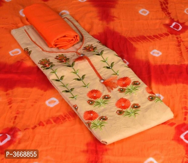 Satin Cotton Embroidered Dress Material 