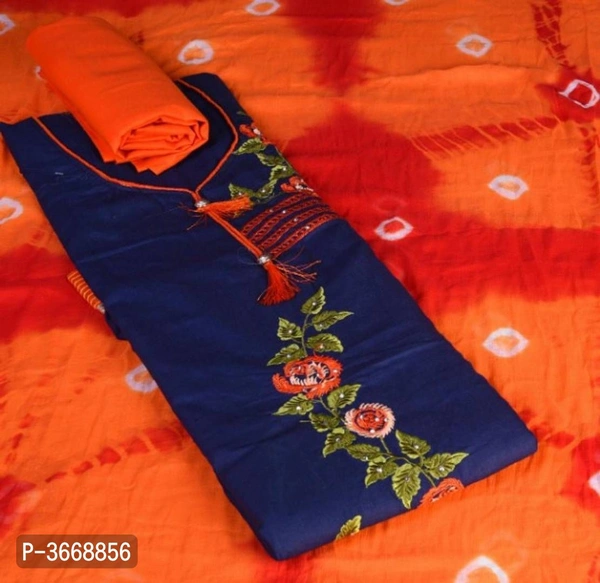 Satin Cotton Embroidered Dress Material 