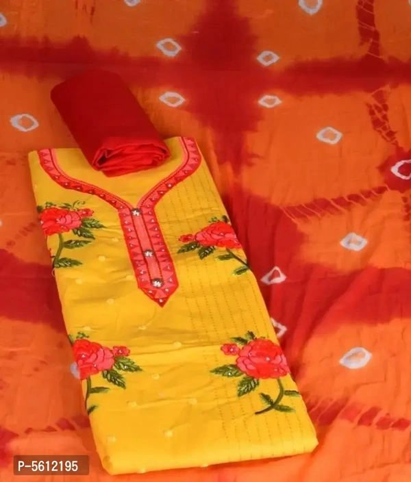Satin Cotton Embroidered Dress Material 