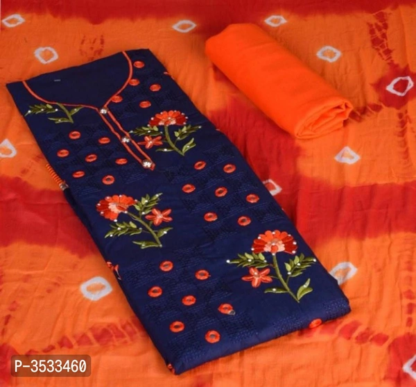 Satin Cotton Embroidered Dress Material 