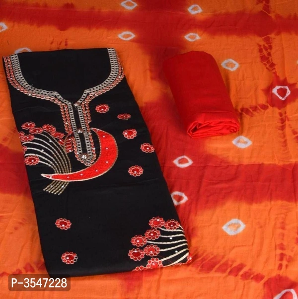 Satin Cotton Embroidered Dress Material 
