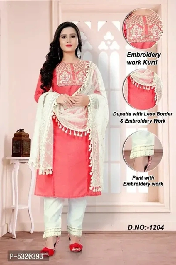 Cotton Embroided Kurta Pant Set - 5 Similar Products Available