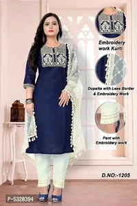 Cotton Embroided Kurta Pant Set - 5 Similar Products Available