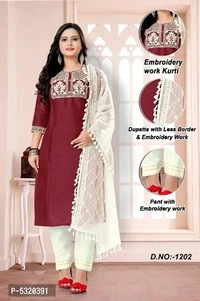 Cotton Embroided Kurta Pant Set - 5 Similar Products Available