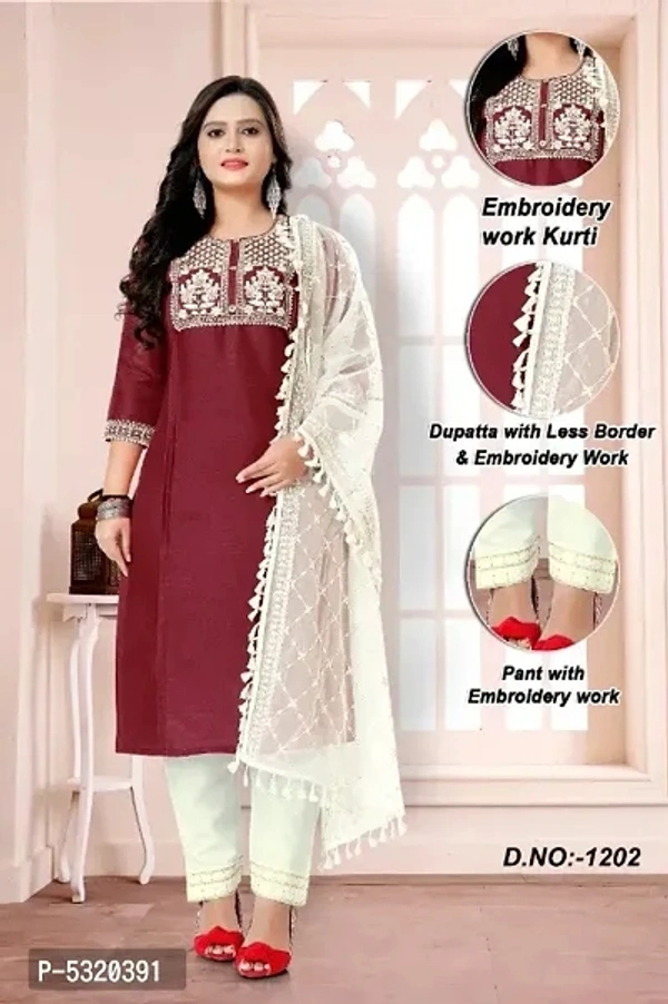 Cotton Embroided Kurta Pant Set - 5 Similar Products Available
