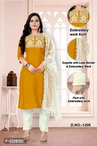 Cotton Embroided Kurta Pant Set - 5 Similar Products Available