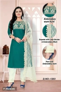 Cotton Embroided Kurta Pant Set - 5 Similar Products Available