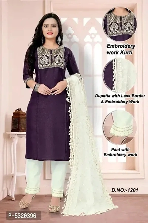 Cotton Embroided Kurta Pant Set - 5 Similar Products Available